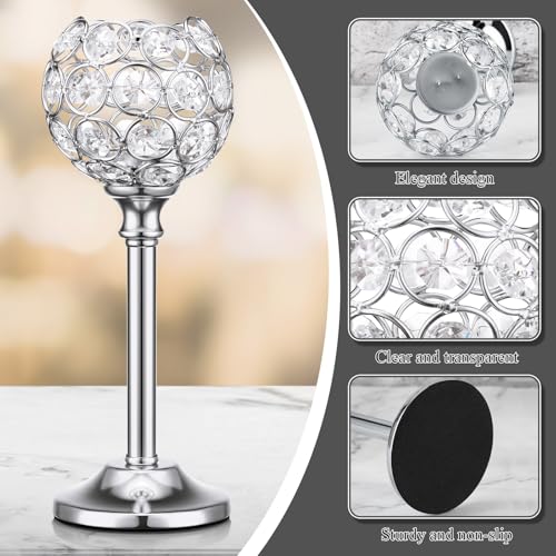 12 Pack Silver Crystal Candle Holders - Tealight Holders, Stylish Decor