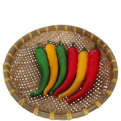 Artificial Chili Peppers Set - 6 Realistic Foam Vegetable Decorations for Kitchen & Party