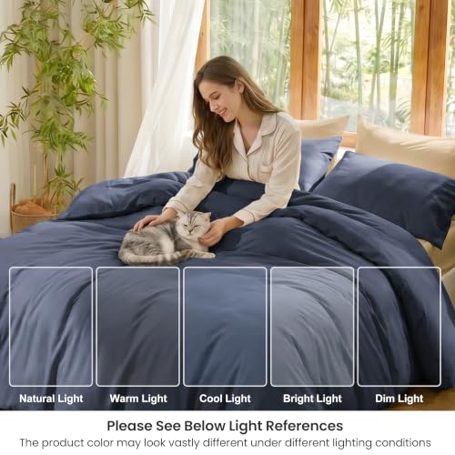 Queen Size Bamboo Rayon Duvet Cover Set - Silky Soft, Breathable & Temperature Regulating