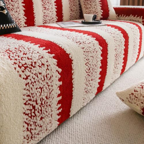 Black 1 Seater Cotton Velvet Sofa Cover - Thickened Stretch Couch Protector