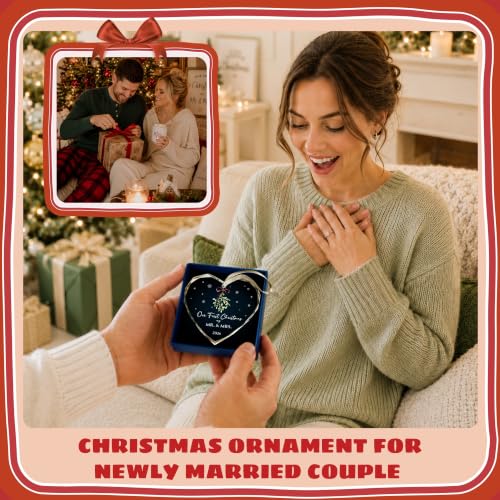 01 Married First Christmas Ornament 2026 - Wedding Gift, Mr and Mrs Decor