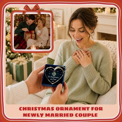 01 Married First Christmas Ornament 2026 - Wedding Gift, Mr and Mrs Decor