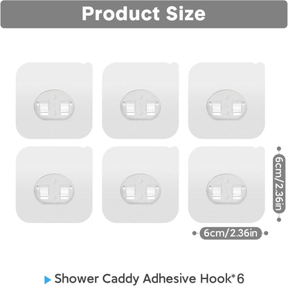 Skiennix Shower Caddy Adhesive Hooks - Strong Waterproof No-Drill Design | 6-Piece Set for Bathroom & Kitchen