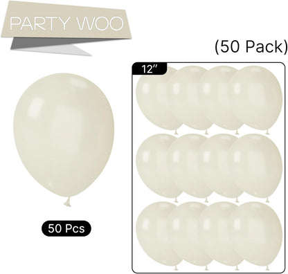 PartyWoo Pearl Beige Balloons - 50pcs 12 Inch Off White Latex Helium Balloons for Weddings & Events