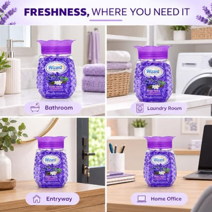 Wizard Odor Eliminator Gel Beads Pack of 12 - Sweet Vanilla Lavender Scent
