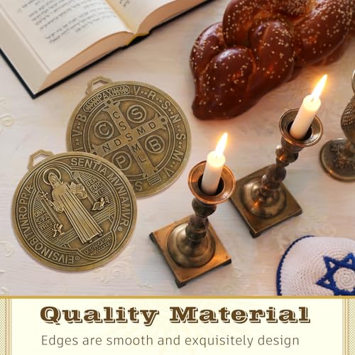 Large Gold Saint Benedict Medal Wall Decor - Religious Protection Symbol