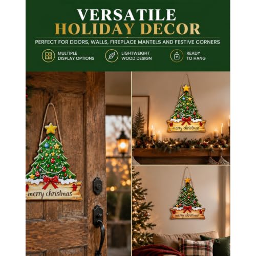 Christmas Decor Wooden Welcome Sign - White, Festive Holiday Home Accent