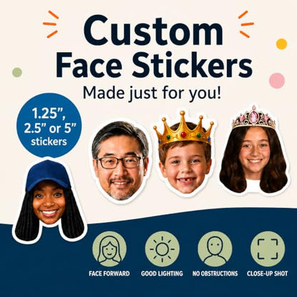 Custom Photo Face Stickers with Optional Hats for Party Favors