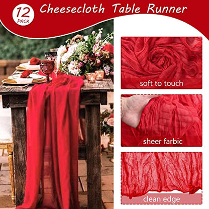 Red Cheesecloth Table Runner 35x120 Inches Set of 12 for Wedding Party Decor - Variation of THIS listing