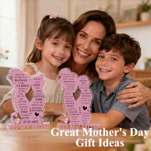 Mother Son Gift Acrylic Plaque - Mom Birthday & Holiday Keepsake - Mom-Son Variation