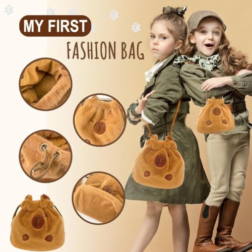 Capybara Plush Gift Set - Stuffed Animal, Keychain, Bag, Towel, Hair Pins & Accessories for Girls