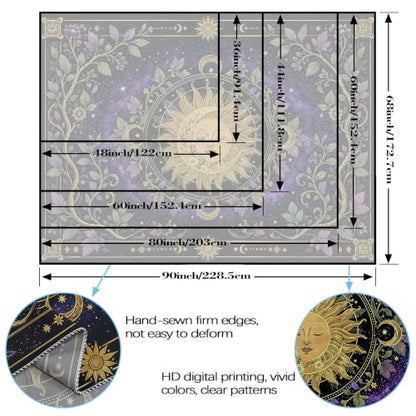 Fungarth Boho Sun and Moon Vintage Hippie Tapestry 60x44 Inch Midnight Purple