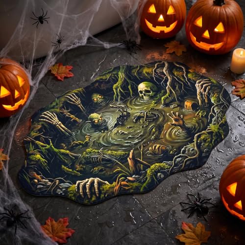 Spooky Optical Illusion Bath Mat - Horror Swamp Scene, Non Slip, 18x34