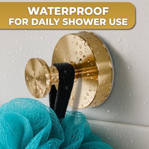 Gold Suction Cup Hooks for Shower or Kitchen - Holds 11 Lbs - 2 Pack - Variation of THIS listing