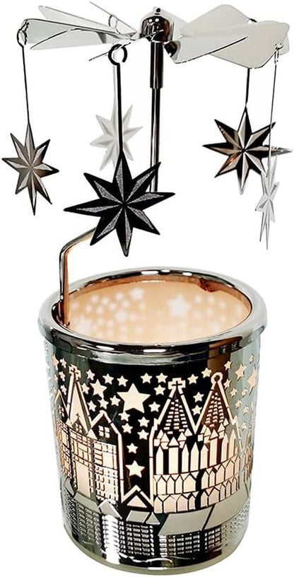Kingnero Candle Holder - Spinning Tea Light Carousel with North Star Design for Elegant Home Decor
