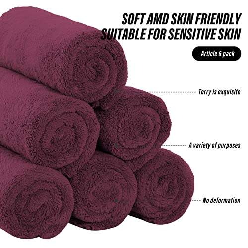 MOONQUEEN 18 Pack Premium Hand Towels - Quick Drying - Microfiber Coral Velvet Highly Absorbent Towels - Multipurpose Use as Hotel, Bathroom, Shower, Spa, Hand Towel 16 x 28 inches (Plum)