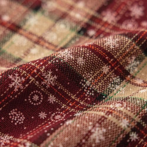 AQOTHES Red Snowflake Plaid Christmas Table Runner 13x108 Inches - Holiday Decor