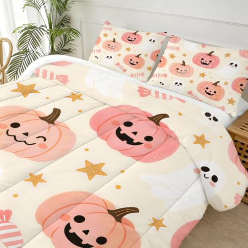 Halloween Comforter Set Twin Size Kawaii Kids Pumpkin Bedding - Variation: Halloween17