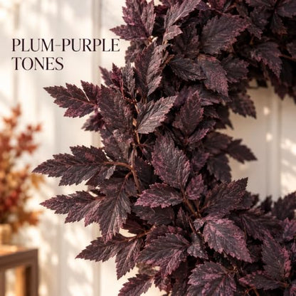 Fall Front Door Wreath with Plum Leaves - Seasonal Autumn Decor