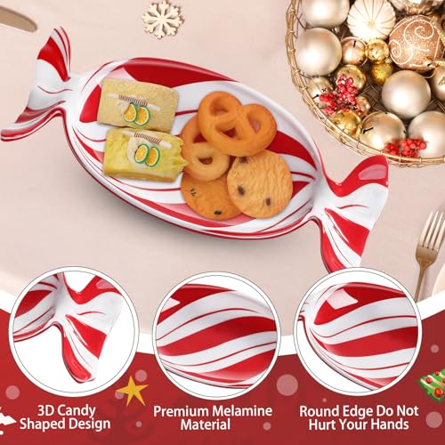 Teenyyou 8 Pcs Candy Shaped Melamine Serving Plates - Christmas Peppermint Design
