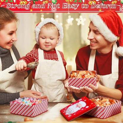 12 Pack Large Christmas Cookie Tin Set with Airtight Lids - Holiday Gift