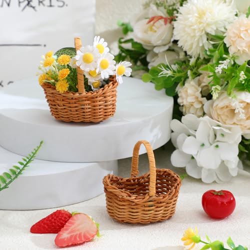Mini Rattan Basket with Handle – Woven Decor for Crafts & Events