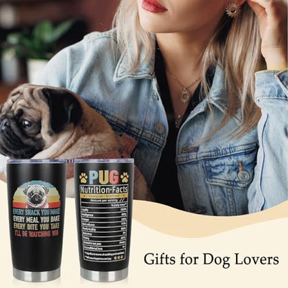 Pug Insulated Tumbler - Christmas & Birthday Gift for Dog Lovers, 20oz with Lid - Pug Variation