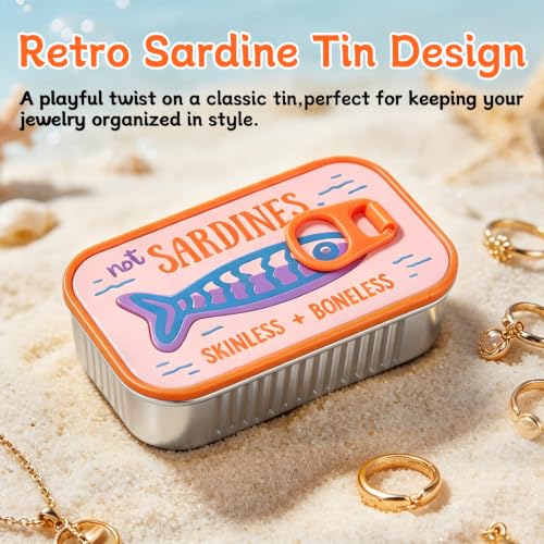 Sardines Jewelry Box Organizer with Fish-Shaped Holders for Rings and Necklaces