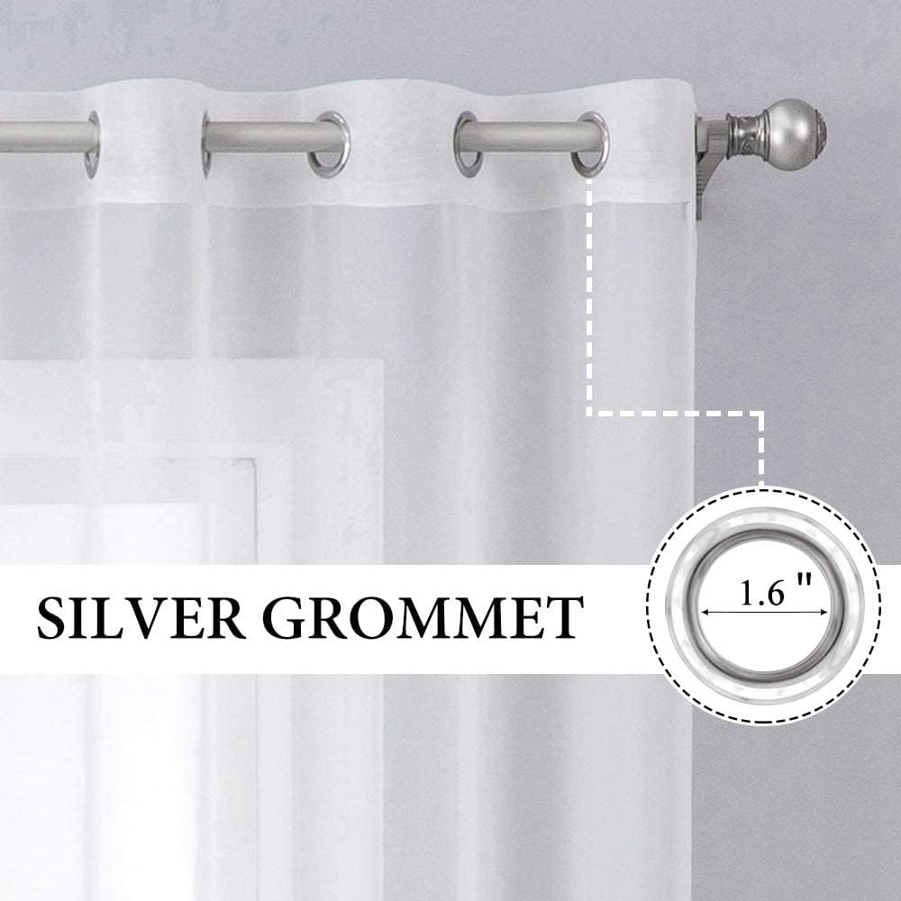 MIULEE Sheer Curtains - Elegant Lightweight Grommet Drapes for Light Filtering | 84 Inch, White, 2 Panels Set