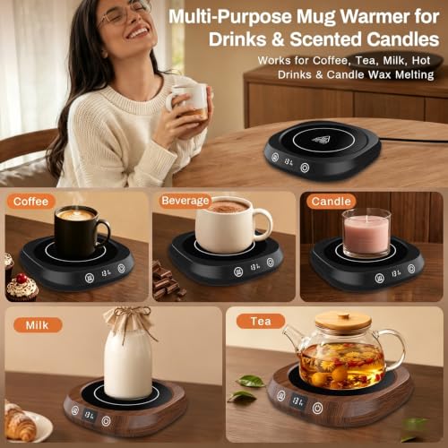 BrewTherm 2-in-1 Coffee & Candle Warmer - 5 Temp Settings, Auto Shut Off (Black)