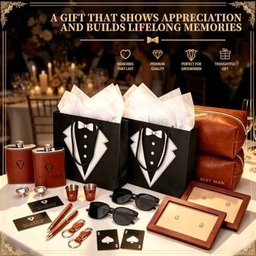 Brown 66-Piece Groomsmen Gifts Set for Wedding Party - 6 Sets Included