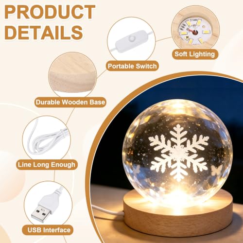 PATIKIL LED Wood Light Display Base - Warm Light, 2.76 Inch Diameter, USB Powered