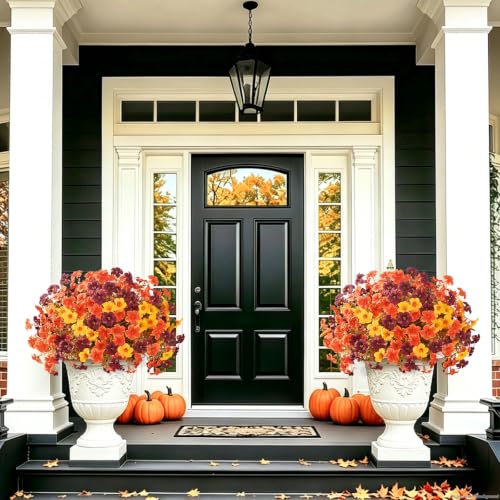 24PCS Artificial Fall Mums Flowers for Outdoor & Indoor Decoration