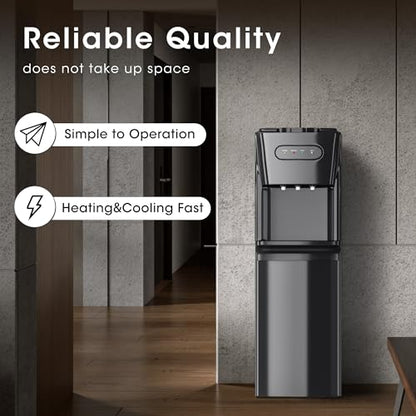 Tehanld Bottom Loading Water Cooler Dispenser Charcoal Black - Hot Cold Room Temp