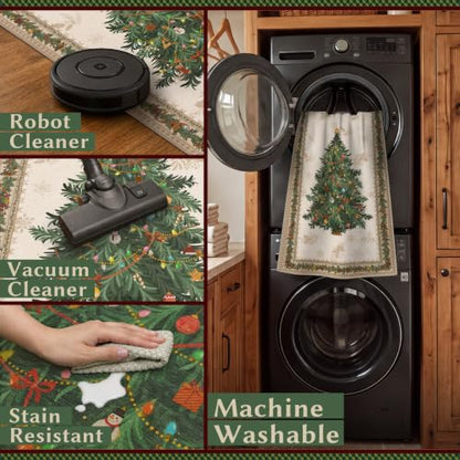 Beige Christmas Scatter Rug 2x3 ft for Bathroom Door - Washable, Non-Slip