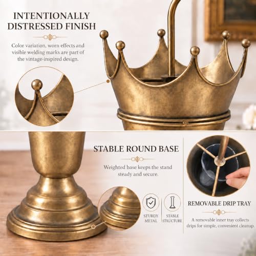 Vintage Umbrella Stand with Brass Finish - Classic Style Indoor Cane Holder