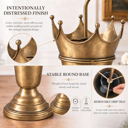 Vintage Umbrella Stand with Brass Finish - Classic Style Indoor Cane Holder