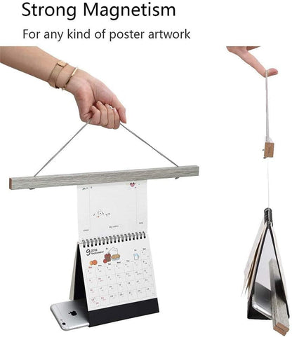 Benjia Magnetic Poster Hanger - 40" Wooden Frame for Canvas & Artwork | Grey Color, Easy Wall Display