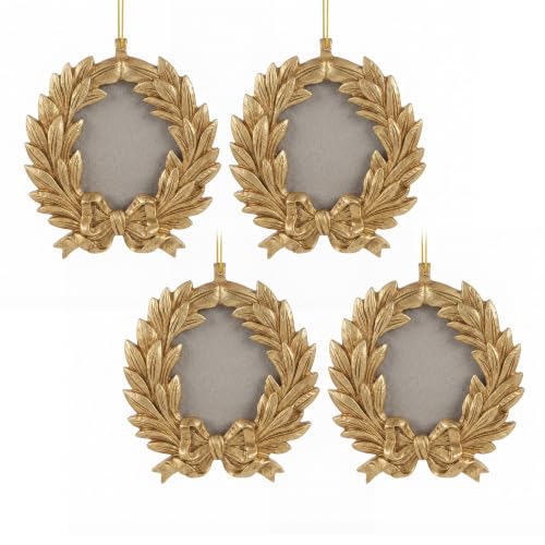 Resin Christmas Tree Ornaments Set of 4 - 3.1 Inch Photo Frames for Holiday Decor