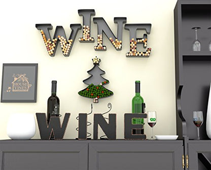 Christmas Tree Cork Holder Wall Art - Wine Letter Decor with Variation TREE