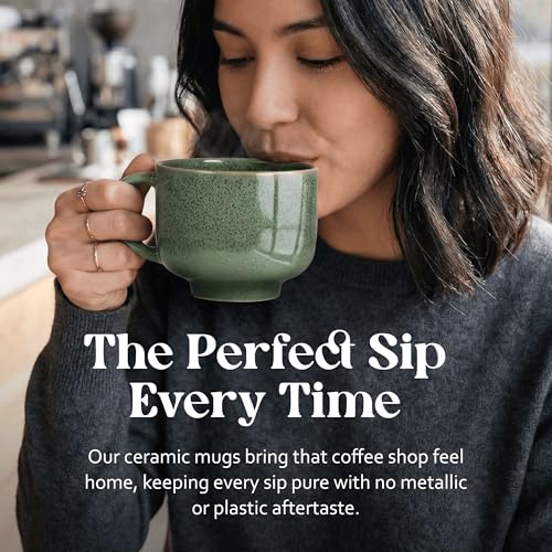 Ceramic Coffee Mug 16 oz - Emerald Large Tea & Coffee Cup with Handle - Microwave & Dishwasher Safe - Gift for Women Men Him Her