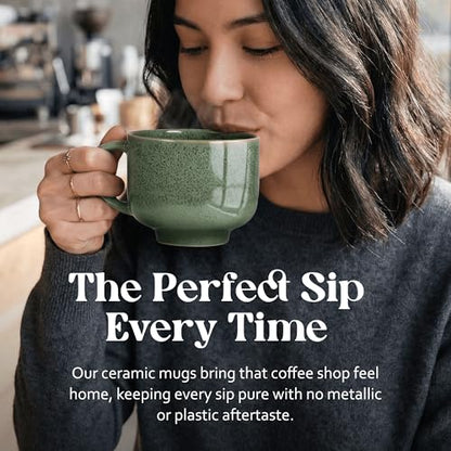 Ceramic Coffee Mug 16 oz - Emerald Large Tea & Coffee Cup with Handle - Microwave & Dishwasher Safe - Gift for Women Men Him Her