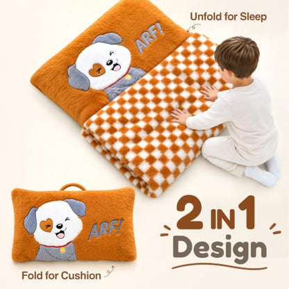 Kids Puppy Sleeping Bag - Brown 2-in-1 Nap Mat for Toddler Boy