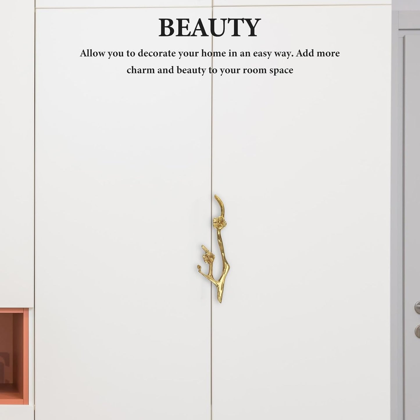 Uonlytech Brass Flower Branch Cabinet Handle - 5.91 Inch Decorative Pull for Drawers & Doors