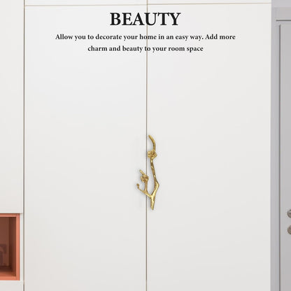 Uonlytech Brass Flower Branch Cabinet Handle - 5.91 Inch Decorative Pull for Drawers & Doors