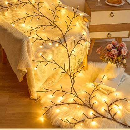 Warm White Vine Lights for Wall - Flexible 1.9M Decor with Remote Control
