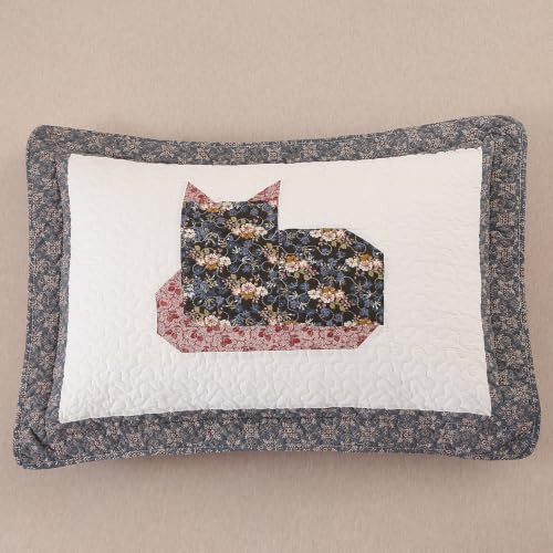 Cotton Quilt Set Full Queen Size with Cat Patchwork Design - Breathable & Reversible