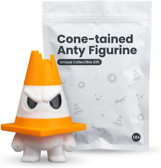 Anty Figurine by Cone-tained - Quirky Angry Traffic Cone Character for Desk or Collector Shelf | 3D Printed in Canada