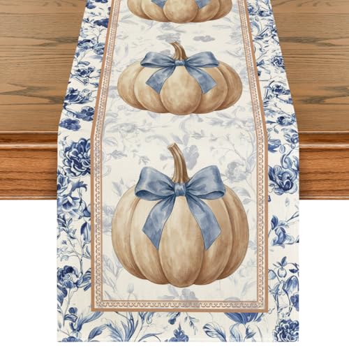 210 GSM Fall Table Runner 13x120 Inch Beige Polyester Home Decor