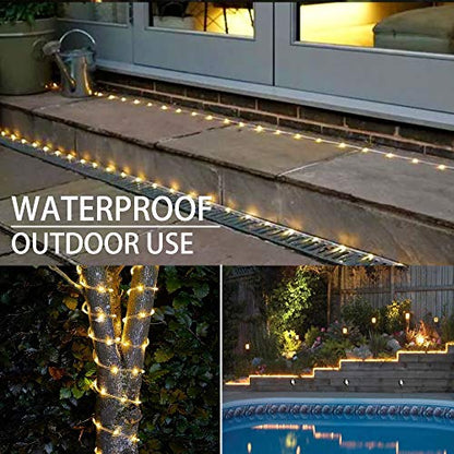 75ft Waterproof LED Rope Lights with Remote Control - Warm White Outdoor Decor